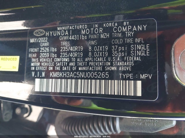 Hyundai t-gdi theta ii 2022 KM8KH3AC5NU005265 Image 9
