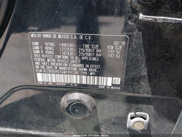 3CZRU5H57GM744138 Honda r18z9
