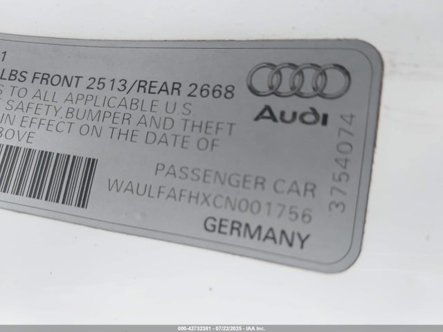 2012 AUDI A5 WAULFAFHXCN001756 Photo 8