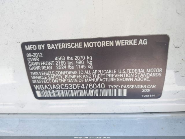2013 BMW 335I WBA3A9C53DF476040 Photo 8