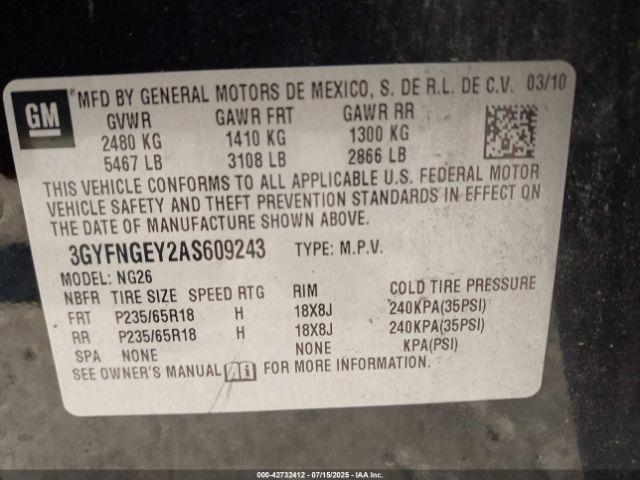 2010 CADILLAC SRX 3GYFNGEY2AS609243 Photo 8