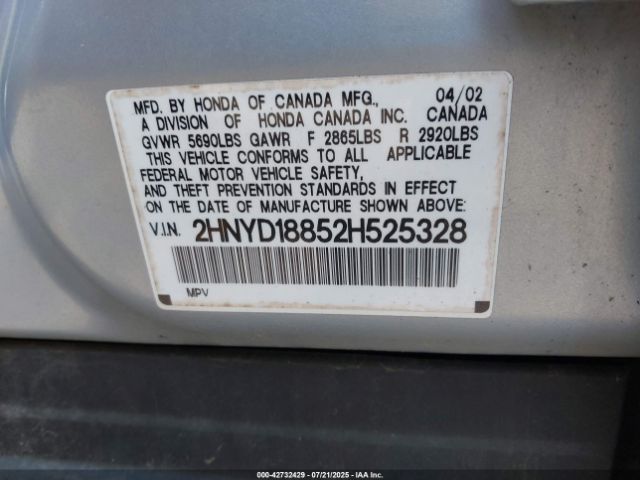 2002 ACURA MDX 2HNYD18852H525328 Photo 8