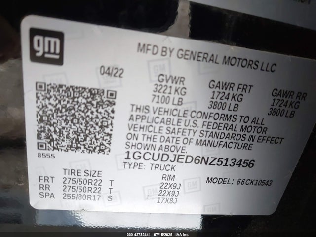 1GCUDJED6NZ513456 Chevrolet l84
