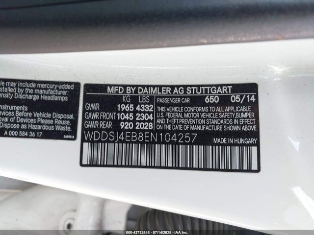 WDDSJ4EB8EN104257 Mercedes-Benz CLA-Class