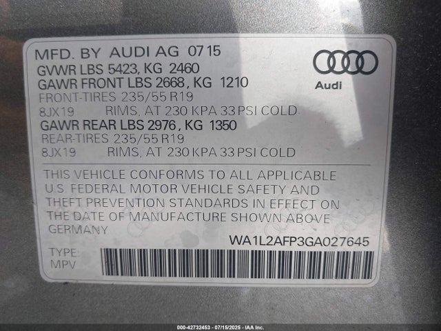 2016 AUDI Q5 WA1L2AFP3GA027645 Photo 8
