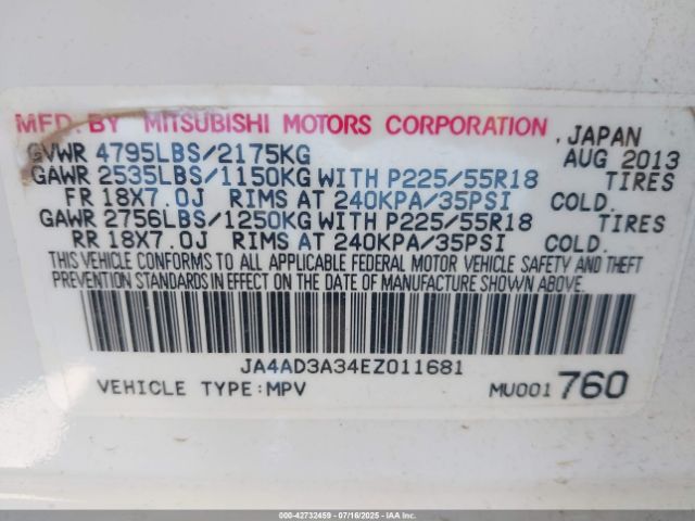 2014 MITSUBISHI OUTLANDER JA4AD3A34EZ011681 Photo 8