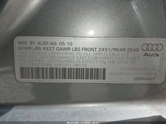 2010 AUDI A4 WAUFFAFL4AN068853 Photo 8