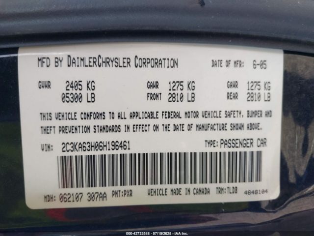 2006 CHRYSLER 300C 2C3KA63H06H196461 Photo 8