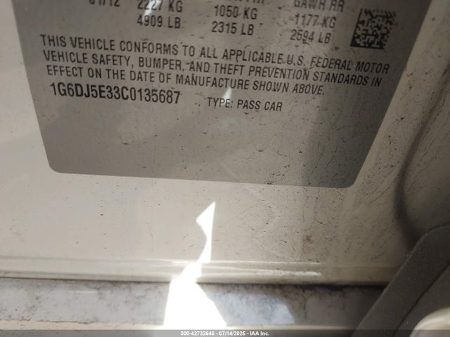2012 CADILLAC CTS 1G6DJ5E33C0135687 Photo 8