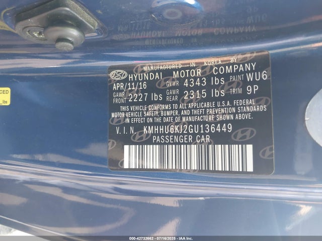 KMHHU6KJ2GU136449 Hyundai g 3.8 gdi lambda ii