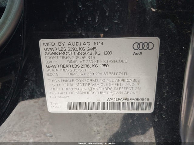 2015 AUDI Q5 WA1LFAFP9FA050818 Photo 8