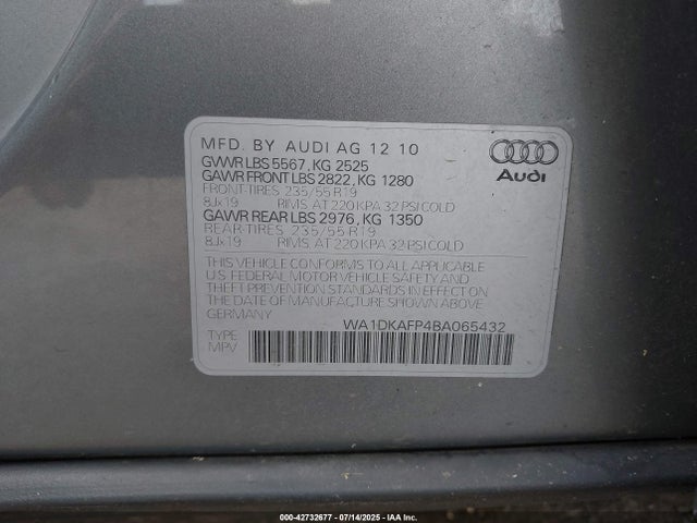 2011 AUDI Q5 WA1DKAFP4BA065432 Photo 8