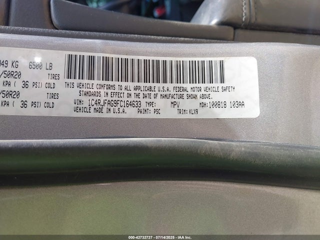 Jeep 2015 2015 1C4RJFAG9FC164633 Image 9