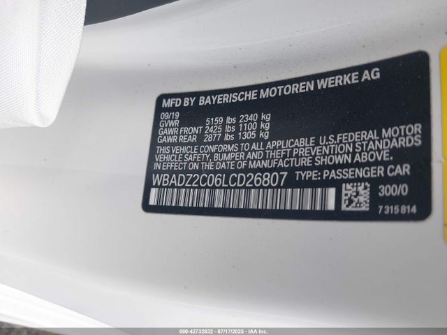 BMW 2020 2020 WBADZ2C06LCD26807 Image 9