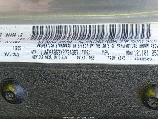 2000 JEEP WRANGLER 1J4FA49S3YP734387 Photo 8