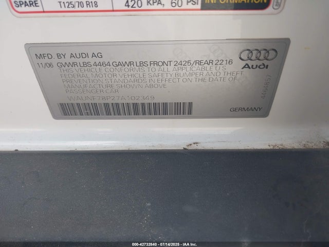 2007 AUDI A3 WAUNF78P27A102349 Photo 8