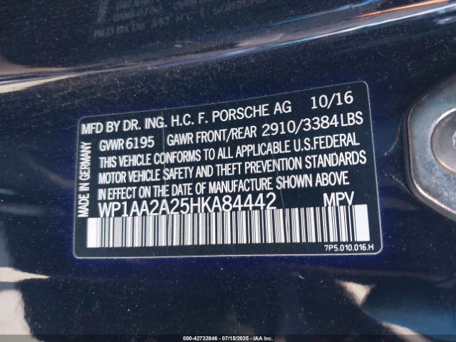 2017 PORSCHE CAYENNE WP1AA2A25HKA84442 Photo 8