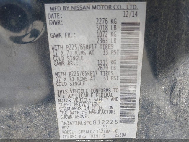 Nissan Rogue 2015 5N1AT2ML8FC812225 Image 9