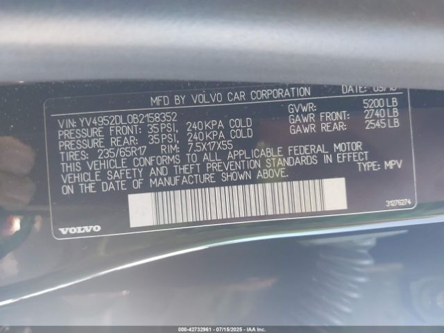 2011 VOLVO XC60 YV4952DL0B2158352 Photo 8