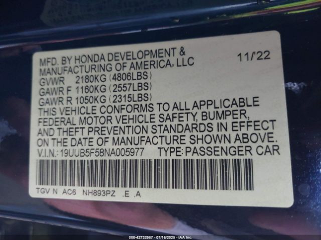 2022 ACURA TLX 19UUB5F58NA005977 Photo 8