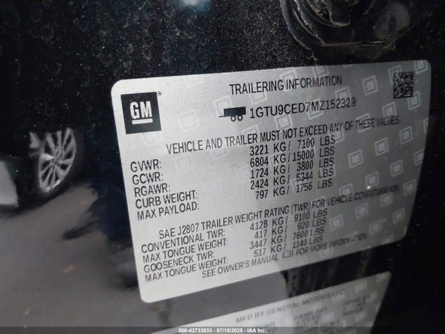 1GTU9CED7MZ152329 GMC l84 - di, alum, gen 5, var 2