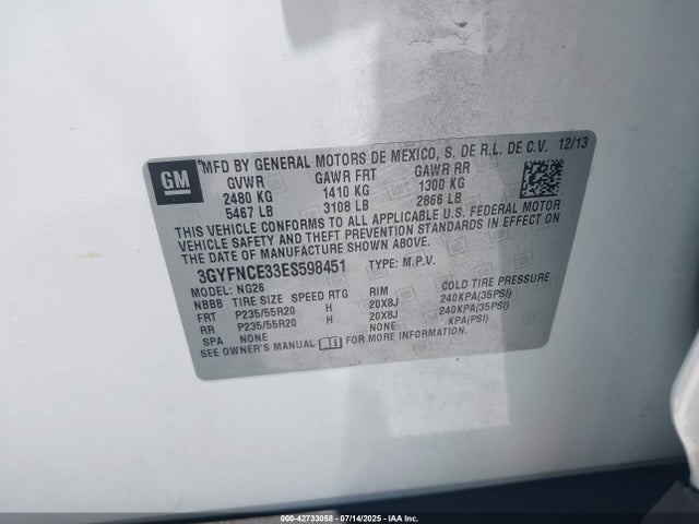 2014 CADILLAC SRX 3GYFNCE33ES598451 Photo 8