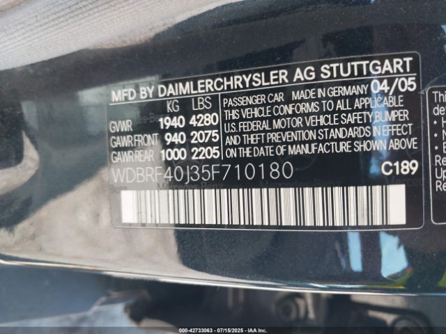 2005 MERCEDES-BENZ C 230 WDBRF40J35F710180 Photo 8