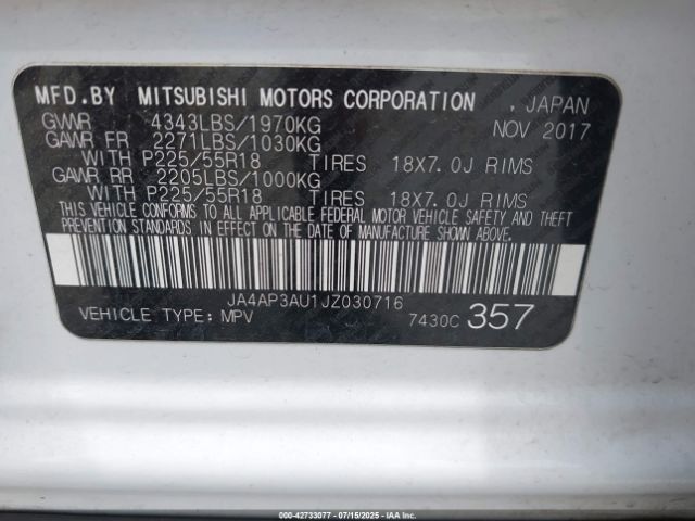 2018 MITSUBISHI OUTLANDER SPORT JA4AP3AU1JZ030716 Photo 8