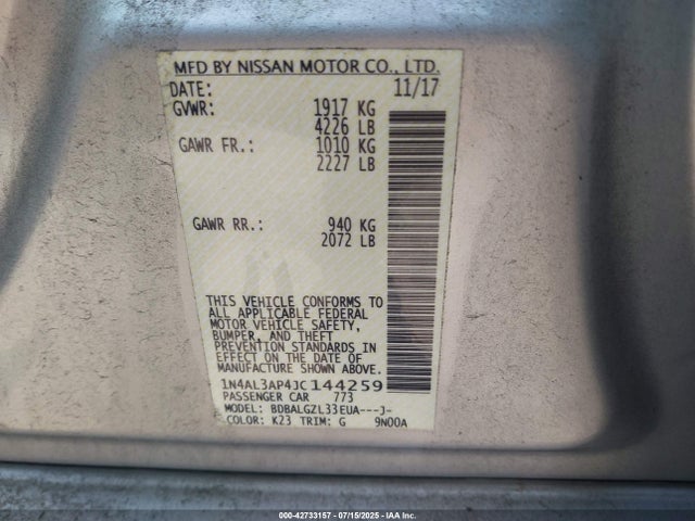 1N4AL3AP4JC144259 Nissan 2018