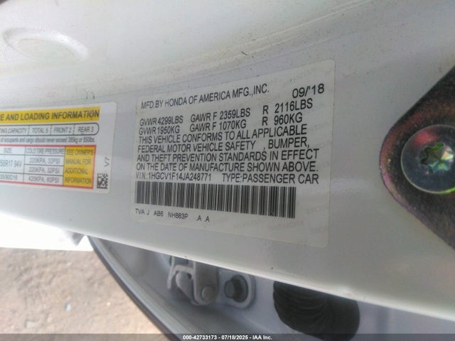 1HGCV1F14JA248771 Honda l15be