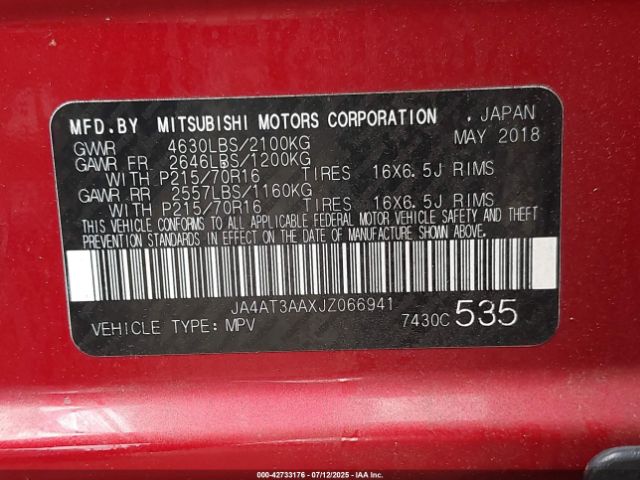 2018 MITSUBISHI ECLIPSE CROSS JA4AT3AAXJZ066941 Photo 8