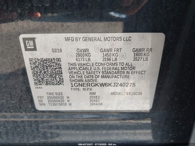 1GNERGKW6KJ240275 Chevrolet lfy - spark ignited direct injection, atss, gen 1