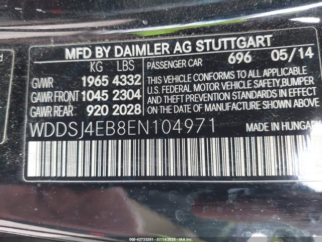 WDDSJ4EB8EN104971 Mercedes-Benz 2014