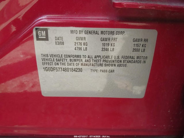 2008 CADILLAC CTS 1G6DF577480184230 Photo 8