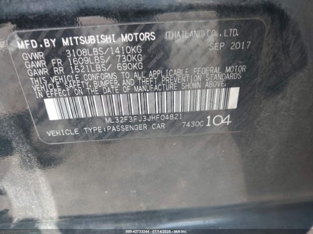 2018 MITSUBISHI MIRAGE G4 ML32F3FJ3JHF04821 Photo 8