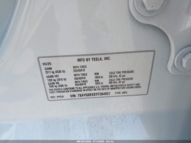 2026 TESLA MODEL Y 7SAYGDEE8TF364931 Photo 8