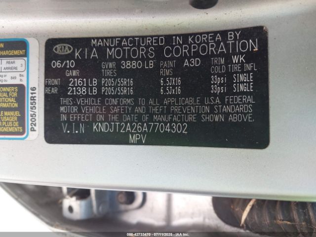 2010 KIA SOUL KNDJT2A26A7704302 Photo 8