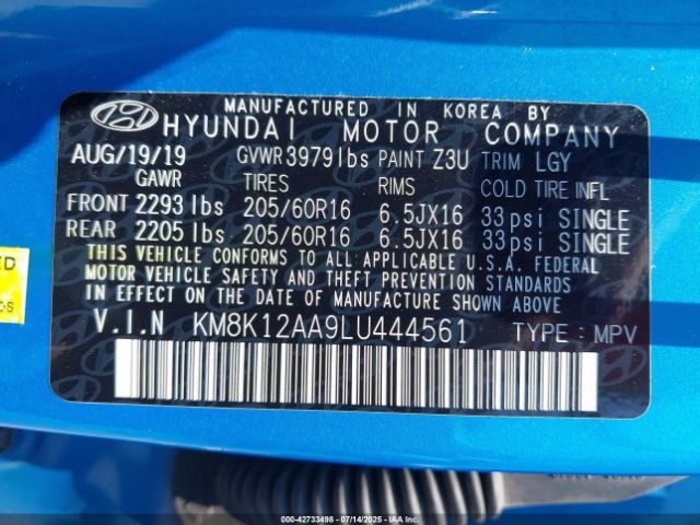2020 HYUNDAI KONA KM8K12AA9LU444561 Photo 8