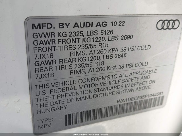 2023 AUDI Q3 WA1DECF35P1044581 Photo 8