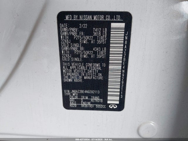 JN8AZ2BE4N9292113 Infiniti QX80