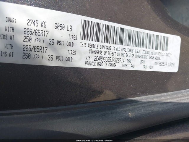 2C4RDGCG5JR328714 Dodge 2018