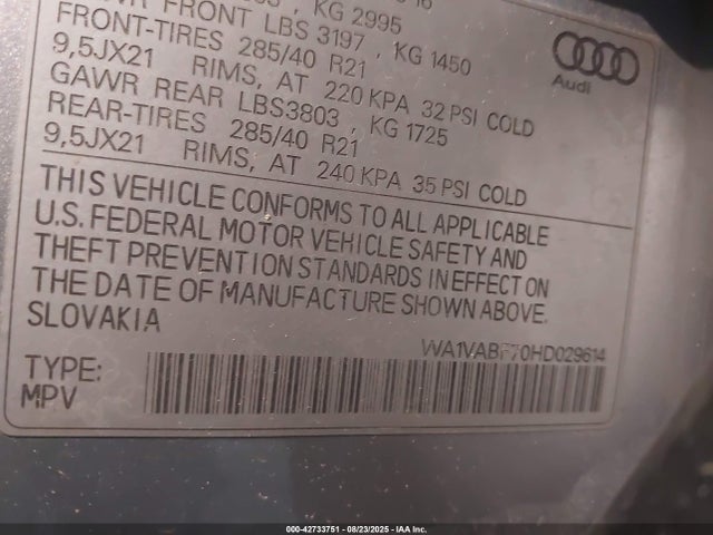 2017 AUDI Q7 WA1VABF70HD029614 Photo 8