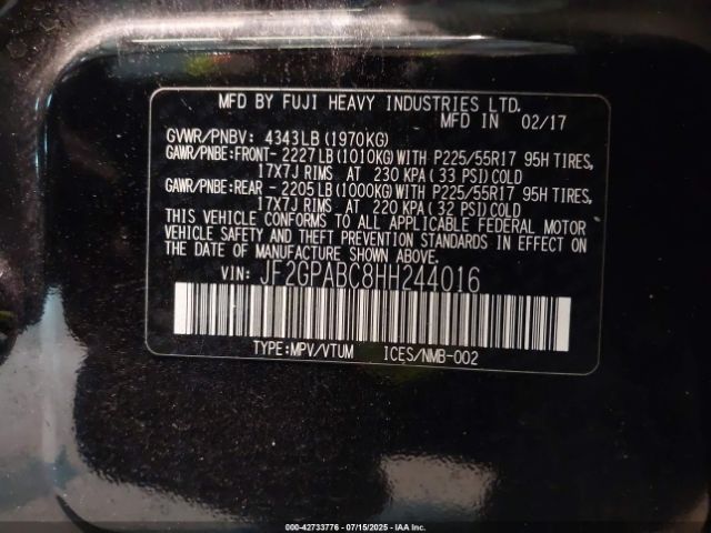 2017 SUBARU CROSSTREK JF2GPABC8HH244016 Photo 8