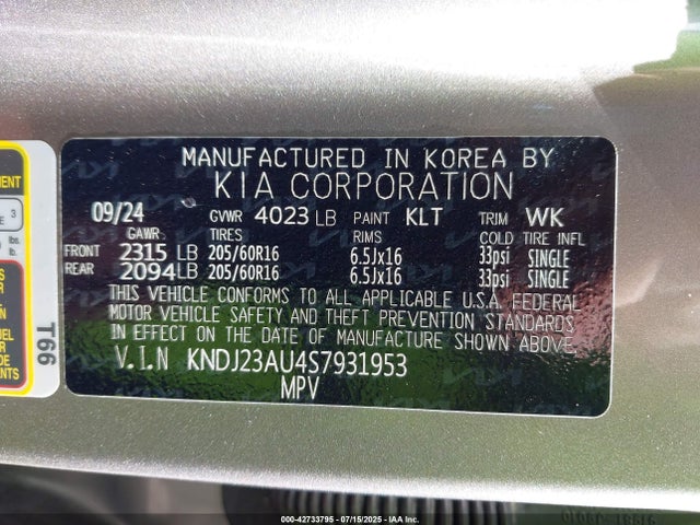 KNDJ23AU4S7931953 KIA 2025