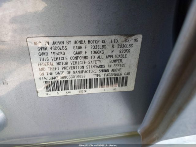 2005 ACURA TSX JH4CL96905C016637 Photo 8