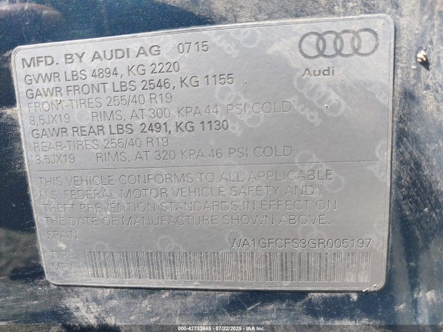 WA1GFCFS3GR005197 Audi 2.0t
