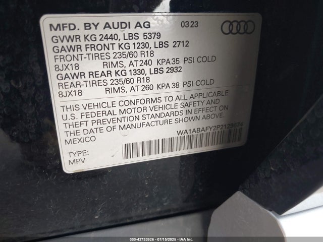 2023 AUDI Q5 WA1ABAFY2P2129674 Photo 8