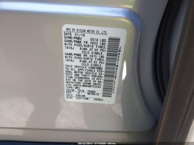 2016 INFINITI QX70 JN8CS1MWXGM752064 Photo 8