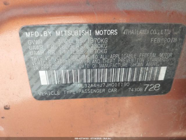 2018 MITSUBISHI MIRAGE ML32A4HJ7JH011190 Photo 8