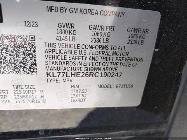 KL77LHE26RC190247 Chevrolet lih
